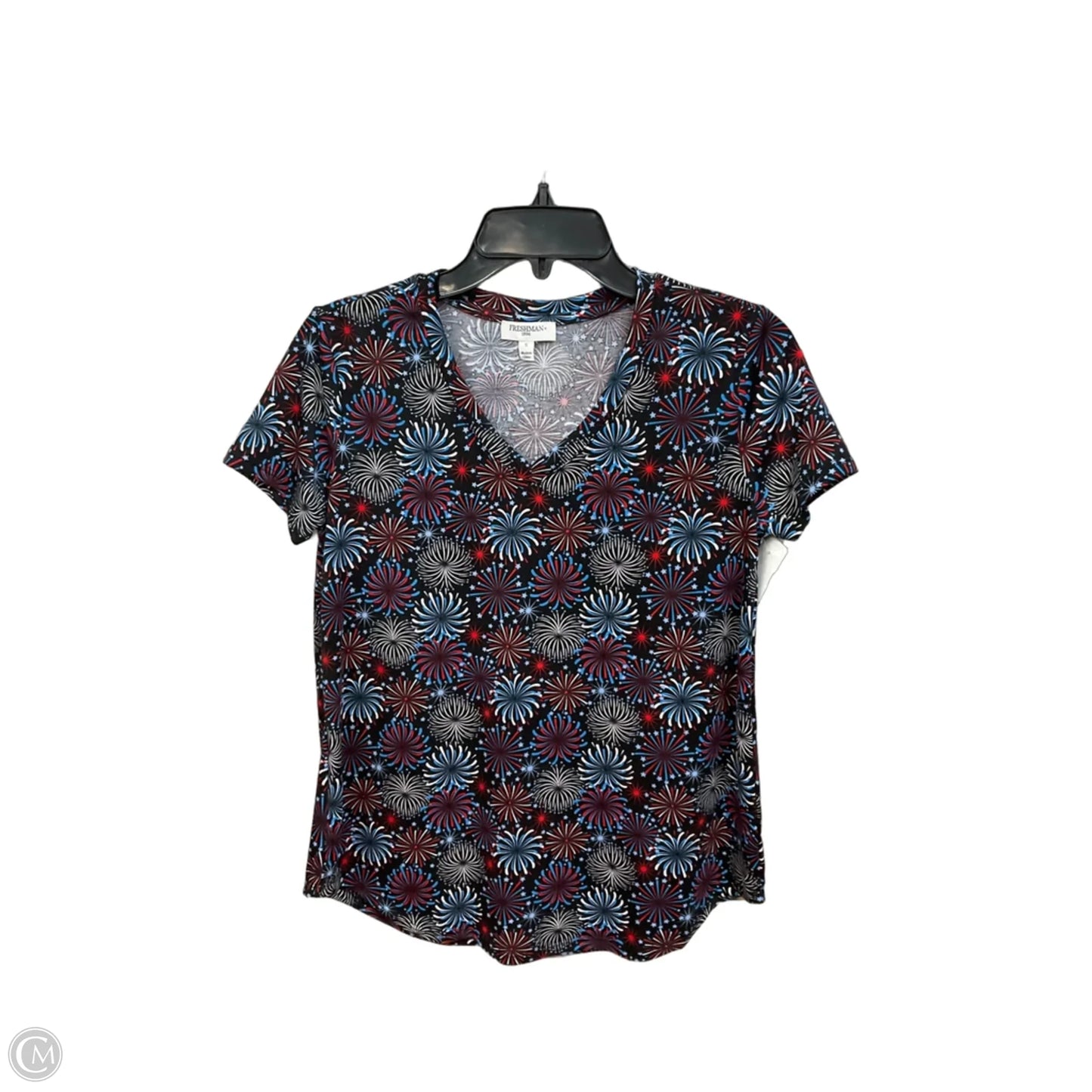 Top Short Sleeve By Freshman In Blue & Red & White, Size: S