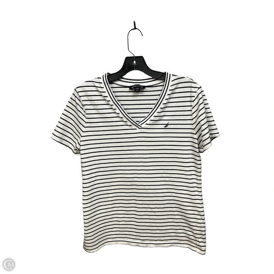 Top Short Sleeve By Nautica In Striped Pattern, Size: M