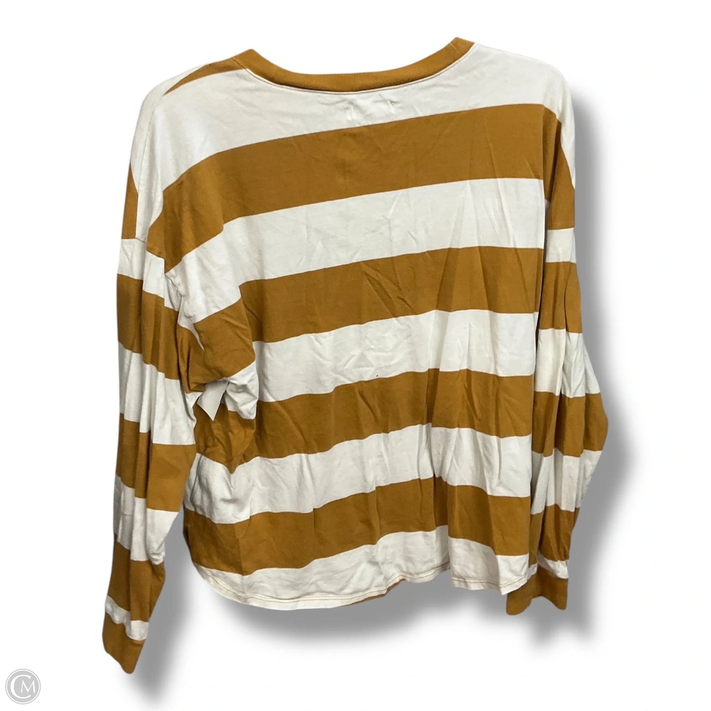 Top Long Sleeve By Madewell In Tan & White, Size: L
