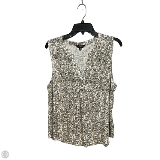 Top Sleeveless By Lucky Brand In Tan & White, Size: L