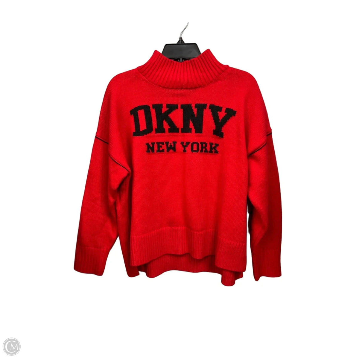 Sweater By Dkny In Black & Red, Size: L