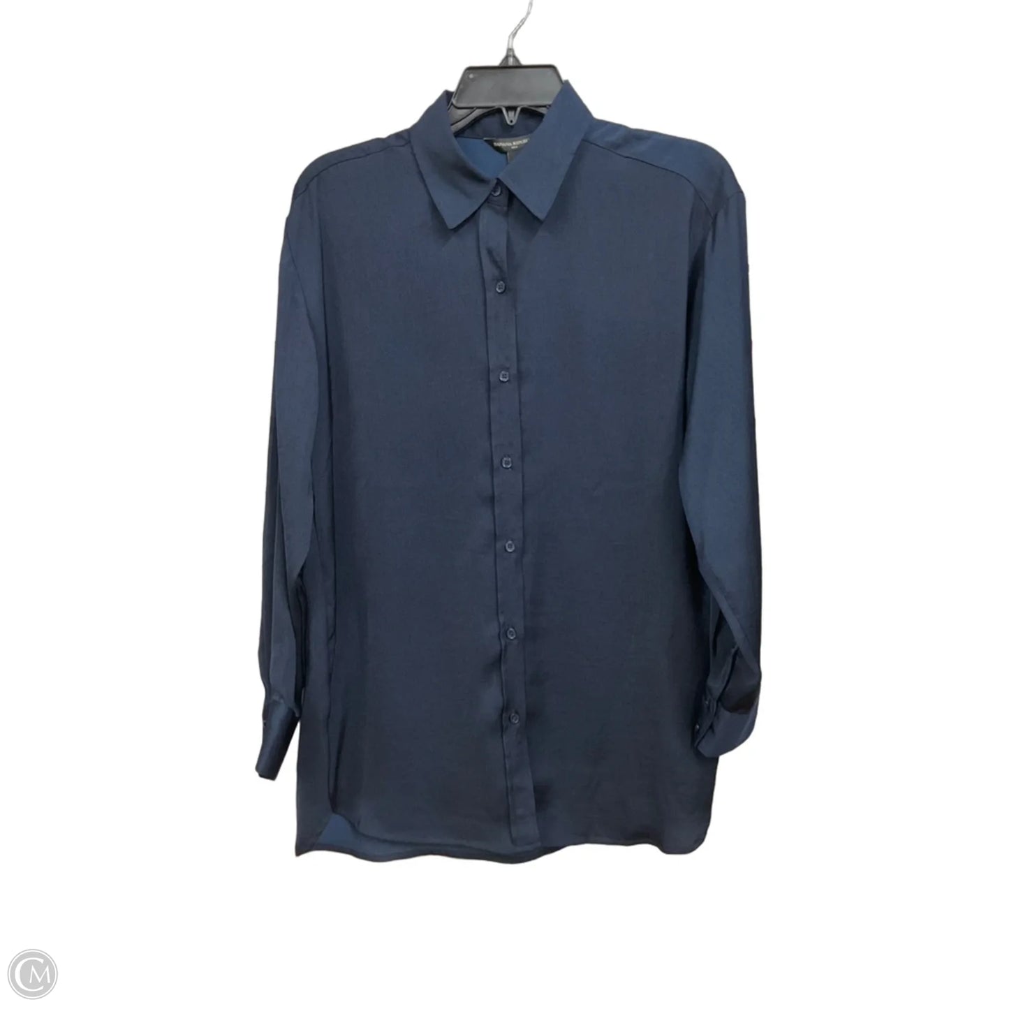 Blouse Long Sleeve By Banana Republic In Navy, Size: Xs