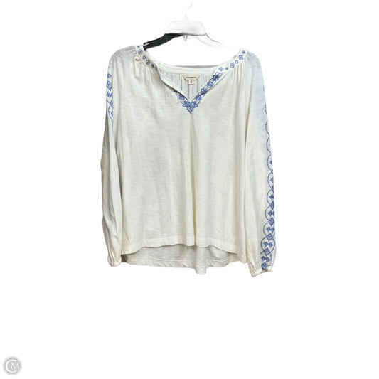 Top Long Sleeve By Lucky Brand In Blue & Cream, Size: M