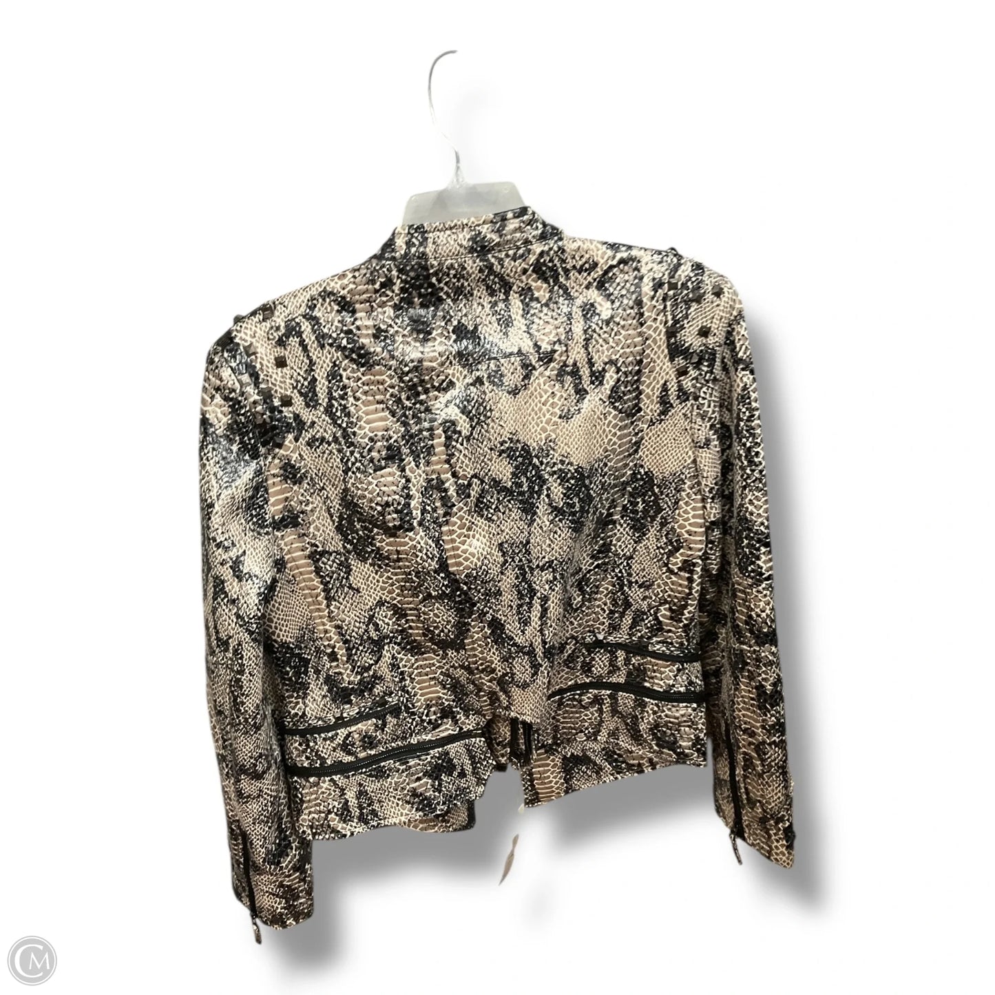 Jacket Moto By Cme In Snakeskin Print, Size: Xl