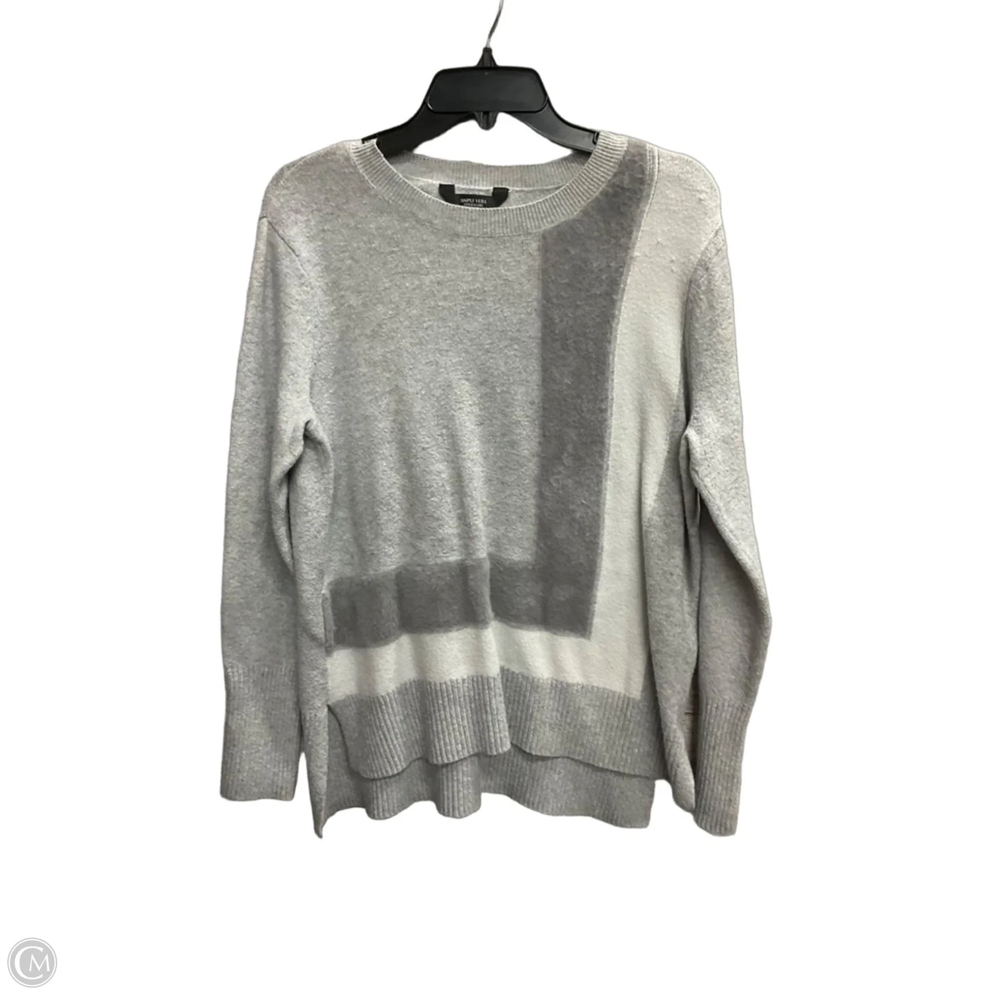 Sweater By Simply Vera In Grey & White, Size: L