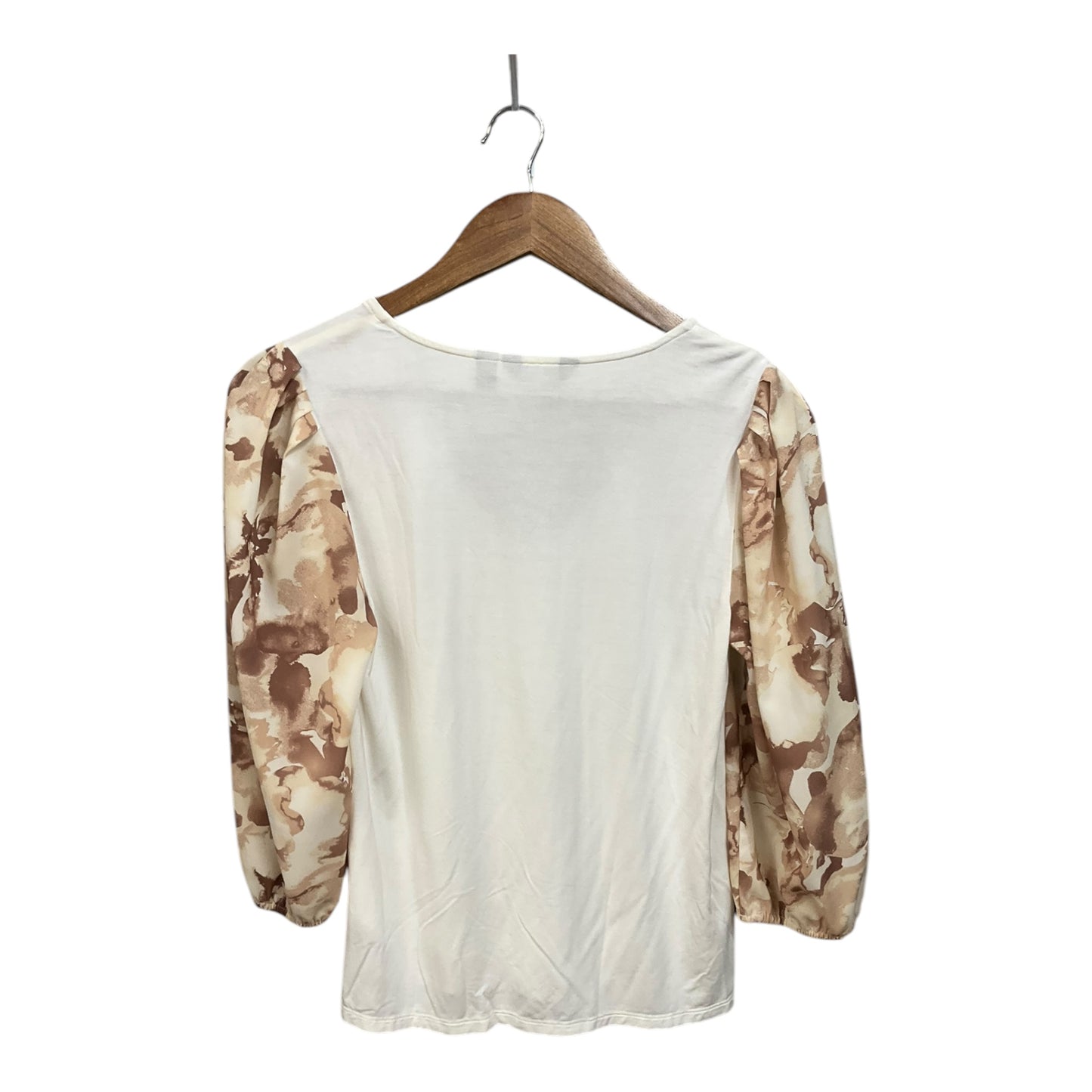Top 3/4 Sleeve By G By Giuliana In Brown & Cream, Size:Xs